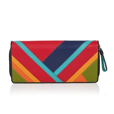 Imagen de VISCONTI Cartera de piel protección RFID para mujer XL 19 cm x 9 Monedero con cremallera mayor seguridad Bifold Portmonee caja regalo, multicolor, Moderno