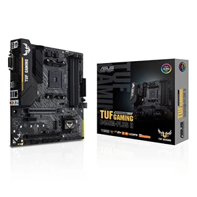 Imagen de Asus TUF Gaming B450M PLUS II Placa Base de Micro ATX AM4 AMD B450 con Soporte M.2, Cancelación Ruido por IA, HDMI, DVI D, USB 3.2 Gen 2 Tipo A, 1 A y C