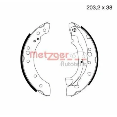 Imagen de METZGER MG 961 Zapatas de Freno Eje trasero 203,2 38 con palanca CITROËN: C3 I Hatchback, C2 Pluriel, PEUGEOT: 1007 Hatchback