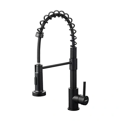 Imagen de Ibergrif M22143B Grifo Profesional Cocina con Ducha Extraíble, Mezclador de Fregadero, Acero Inoxidable, Negro