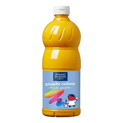 Imagen de Lefranc Bourgeois Educación, gouache líquida Redimix, témperas para niños, 1L amarillo de oro, pinturas niños y manualidades