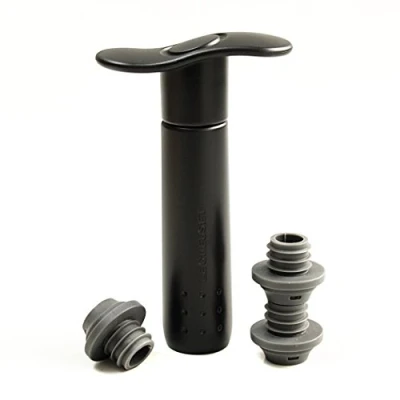 Imagen de Le Creuset WA137 Set de Bomba vacío y Tapones a Juego Conserva el Vino, Policarbonato, Negro
