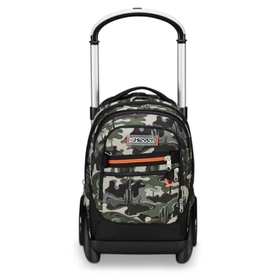 Imagen de Seven Mochila escolar Tyre Maxi Ruedas, Verde, Lightventure, 3 en 1, triple uso, con carro desmontable y sistema Crossover, de viaje, niño niño, Talla única,