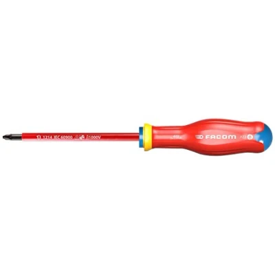 Imagen de Facom ATD3X150VE PROTWIST® Destornillador (acero inoxidable, aislado, 1000 voltios para tornillos Phillips POZIDRIV® Hoja redonda enfundada