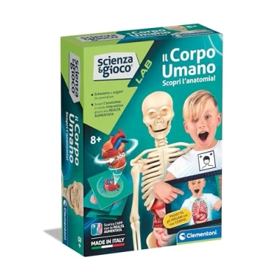 Imagen de Clementoni Ciencia Lab El Cuerpo Humano Anatomía Humana, Modelo Esqueleto Y Órganos para Montar, Juego Científico 8 Años, Aplicación Realidad Aumentada, en Italiano, Made in Italy, Multicolor, 19374