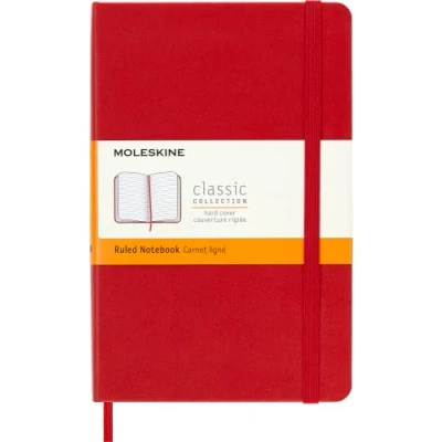 Imagen de Moleskine Cuaderno Clásico con Hojas Rayadas, Tapa Dura y Cierre Elástico, Color Rojo Escarlata, Tamaño Medio 11.5 x 18 cm, 208