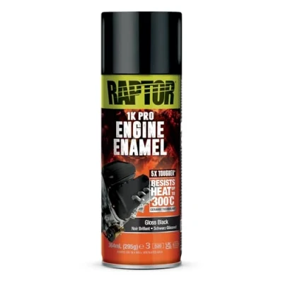 Imagen de U POL Raptor Engine Enamel Pintura para motor 1 K Spray Resistente al calor hasta 300 C bloques de y compartimento del Protección contra el calor, aceite líquidos vehículos