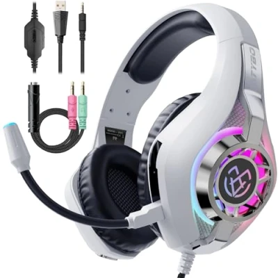 Imagen de Tatybo Auriculares Gaming para Ps4 Ps5 Xbox PC, Cascos con Graves Envolventes 3D, Micrófono Reducción de Ruido
