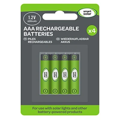 Imagen de Lote de 4 pilas recargables Ni MH AAA 600 mAh y 1,2 V para productos solares
