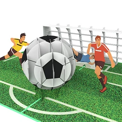 Imagen de MOKIO® Tarjeta Pop Up fútbol de regalo 3D para un cumpleaños, felicitación emergente aficionados al