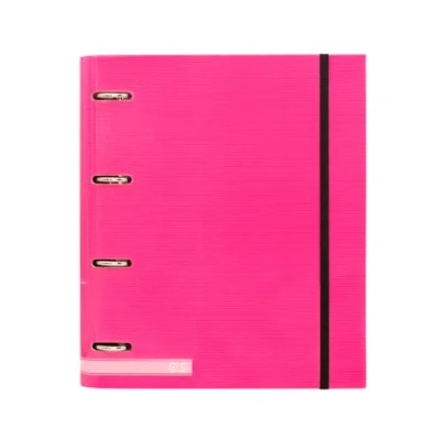 Imagen de Raylu Paper Archivador de 4 Anillas con Recambio A4 100 Hojas 5x5mm y 6 Separadores Colores, Carpesano Cierre Goma Elástica (Rosa)
