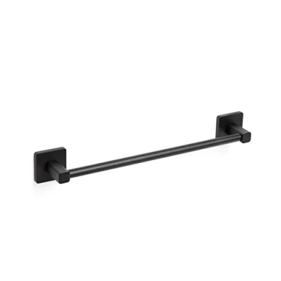 Imagen de TATAY Toallero de baño, la colección accesorios baño NERO, Acero Inoxidable y Zamak, Doble Sistema fijación con Tornillos Glu fix, Hasta 10Kg, Negro. Medidas 6 x 6,5 45 cm