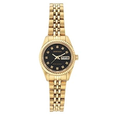 Imagen de Armitron Reloj de Pulsera para Mujer, Auténtico Cristal Acentuado, 75/2475, Oro/Negro