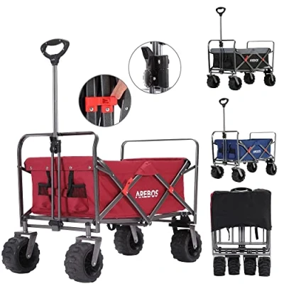 Imagen de Arebos Carro Playa Carrito Plegable Transporte para Jardín aparatos MAX 100kg Rojo