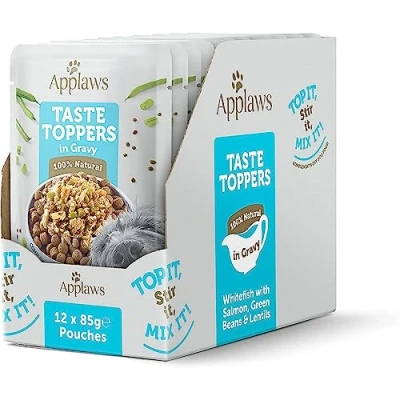 Imagen de Applaws Comida Húmeda para Perros Natural, Lenguado sin Granos con Salmón en Salsa, 12 Bolsitas de 85g