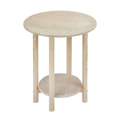 Imagen de WELL HOME MOBILIARIO &amp; DECORACIÓN Mesa camilla gazte redonda, acabado SIN barniz, 40x40x75 cm