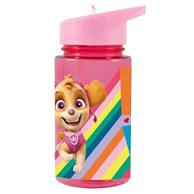 Imagen de PAW PATROL P:os 29232049 Botella para niña, transparente con pajita integrada, aprox. 450 ml, de plástico, sin BPA ni ftalatos
