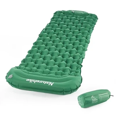 Imagen de Naturehike Esterilla de Camping Autoinflable 6.5CM Espesor Colchoneta Hinchable Aire con Almohada Ultraligera Plegable al Libre para Dormir Bomba Pie (Verde)