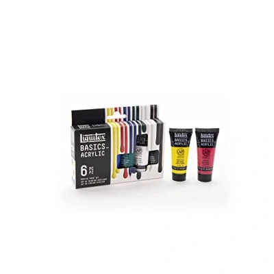 Imagen de Liquitex BASICS, Set de pintura acrílica Studio, 6 tubos 22 ml, colores surtidos