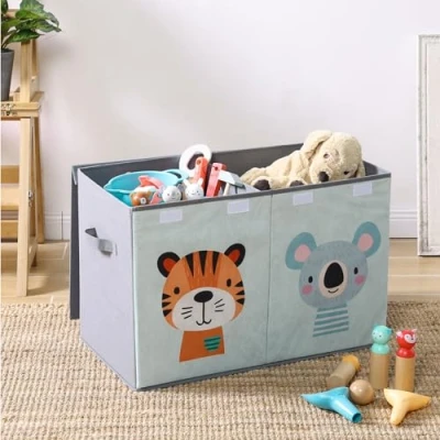 Imagen de Navaris Caja almacenaje infantil juguetes libros muñecas de 62 x 33 40 cm para niños con divisor interior