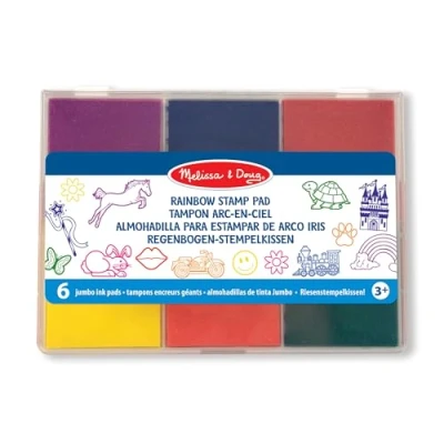 Imagen de Melissa &amp; Doug Almohadilla de Tinta para estampar, lavable multicolor sellos, Juguete creativo, Actividades creativas, Juego creativo niños y niñas 3 4 5 6 7 años