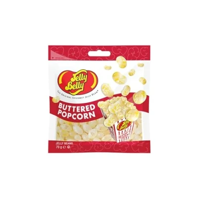Imagen de Jelly Belly Beans, grajeas con sabor a Palomitas de Mantequilla, bolsa 70 gramos, caramelos masticables en forma judías