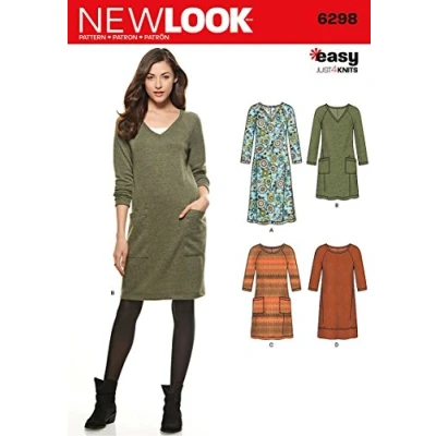 Imagen de New Look Tamaño a 10 12 14 16 18 20 22 &quot;Easy Solo 4 Knits 6298 Patrón de Costura para Vestido Punto, Tallas, Multicolor