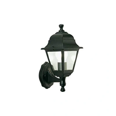 Imagen de Farol de pared Poste estructura aluminio fundido. Rafia negra. Dimensiones: cm 15 x 20 H33.