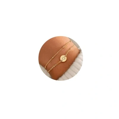 Imagen de TINGN pulsera para mujer de oro 18 quilates, chapada en mujer, personalizable, monograma, oro, niña, regalo fantasía mujeres,