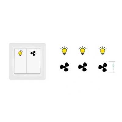 Imagen de Juego de 6 pegatinas para interruptor luz y ventilador (RP8/2) (14 mm)