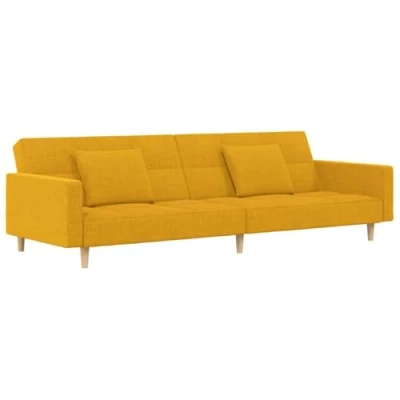 Imagen de vidaXL Sofá Cama de 2 plazas con Dos Almohadas Tela Color Amarillo