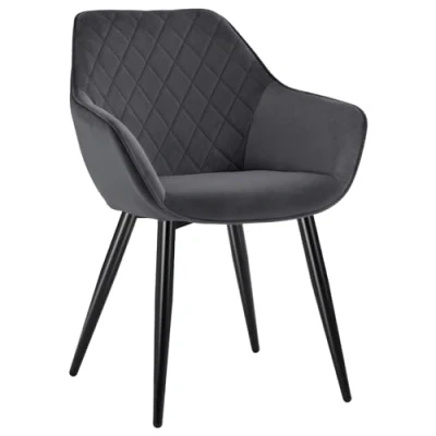 Imagen de WOLTU Silla de Comedor Pack 1, Cocina Tapizadas en Terciopelo, Ergonómicas con Respaldo y Brazos para Salón Dormitorio, Estilo Nórdico, Patas Metal, Gris Oscuro, BH153dgr 1