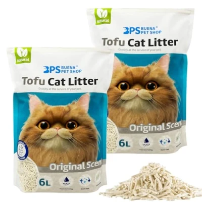 Imagen de BPS Arena Aglomerante para Gatos de Tofu sin Polvo Fácil Aglomerar Controla los Olores se Lanza en el Inodoro (Original, 2Pcs) 15454 * 2