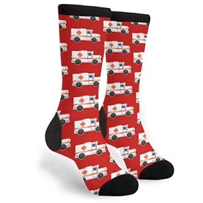 Imagen de Wpamlrta Calcetines unisex para ambulancia, correr, unisex, novedosos, casuales, divertidos, locos, regalo, Coche de Talla única