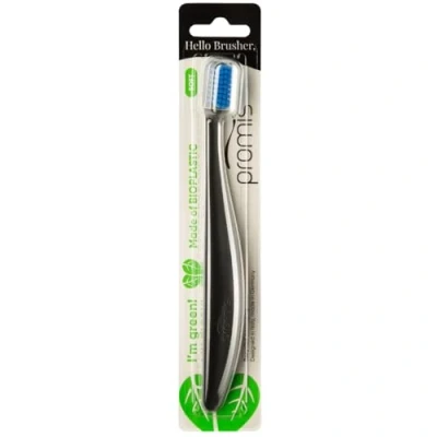 Imagen de promis brush cepillo sostenible fabricado con materias primas renovables bioplástico cerdas suaves de 6750 en Alemania diseño italiano (singlepack, black ocean)