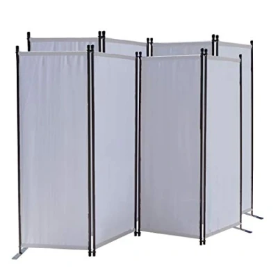 Imagen de Quick Star 2 Piezas Paravent 220 x 165 cm Tejido Divisor de habitación Jardín 4 Partición Pared separación Plegable Balcón Pantalla privacidad Blanco