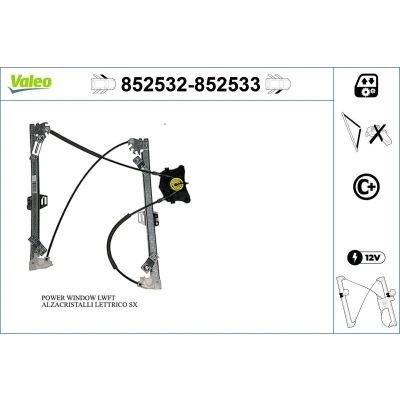 Imagen de Valeo Elevalunas Delante, izquierda eléctrico sin electromotor con función de confort 852532 SKODA: Rapid Hatchback, Spaceback, SEAT: Toledo 4