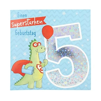 Imagen de Depesche 11515 010 Tarjeta de número 5º cumpleaños con música, diseño texto en el interior original, incluye sobre, formato 15,5 x cm