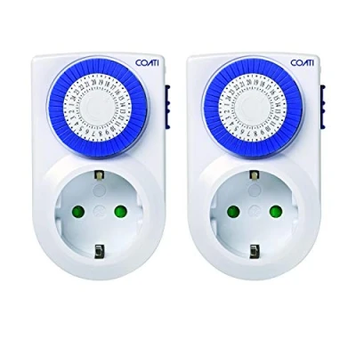Imagen de SIMON Pack 2 Mini Programador Analógico Diario, Enchufe Temporizador Programable, Compacto y Analógico, Intensidad 16A, 230V/50Hz, Color Blanco (2 Unidades)