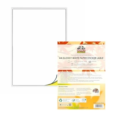 Imagen de 50 hojas de papel adhesivo A4 blanco mate, etiqueta 1 por hoja, autoadhesivo, adecuado para impresión inyección tinta y láser, parte trasera adhesiva, etiquetas universales personalizables,