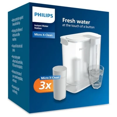 Imagen de Philips Water Instant Filter + 3 cartuchos de filtro repuesto l capacidad, 1 l/min flujo rápido, recargable a través USB C
