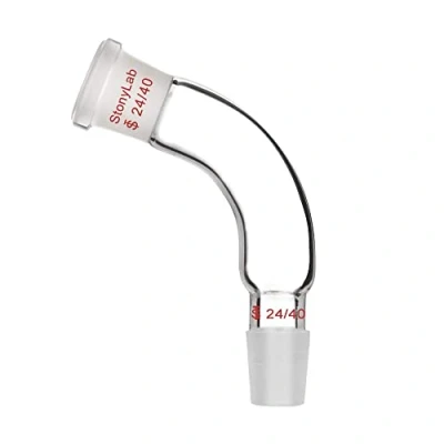 Imagen de stonylab Adaptador de destilación vidrio doblado 105 grados con junta interna y externa 24/40