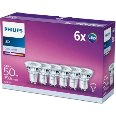 Imagen de Philips Lighting 929001218233 Bombilla LED cristal 50W, Color Blanco Frío, 6 Unidades (Paquete de 1)