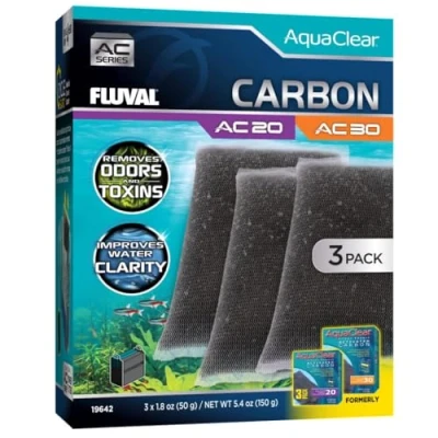 Imagen de Fluval Carga Pack Carbón Activo para filtros Mochila Acuario AquaClear AC20/30, 3pc