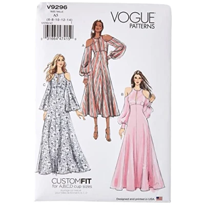 Imagen de Vogue Patterns 9296 A5 Vestido para Mujer, Pañuelo, Multicolor, 15.00 x 0.5 22.00 cm