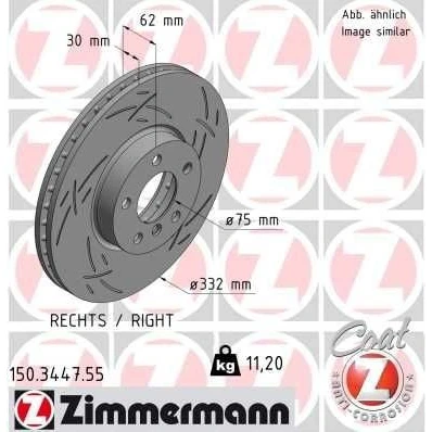Imagen de ZIMMERMANN BLACK Z 150.3447.55 Disco de freno 332 30 6/5 5 120 ventilación interna, ranurado revestido altamente carbonizado BMW: X6, X5