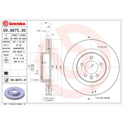 Imagen de BREMBO Disco de freno LAND ROVER: Range Rover Sport, Discovery 3 COATED DISC LINE 30mm 5 ventilación interna revestido altamente carbonizado SDB000611