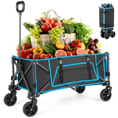 Imagen de Carro de Mano Plegable, Morpilot Carrito Plegable para Jardín con 150L Playa Casa Almacén Compras Deportes Pesca Camping