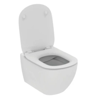 Imagen de Ideal Standard Asiento de inodoro suspendido sin brida RimLS+, tapa delgada con cierre suave, color blanco