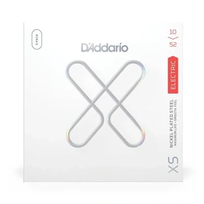 Imagen de D&#039;Addario XSE1052 3P Cuerdas de guitarra eléctrica con revestimiento níquel XS. Máxima vida útil tacto suave y tono excepcional. Para guitarras 6 cuerdas. 10 52. Light Top/Heavy Bottom,